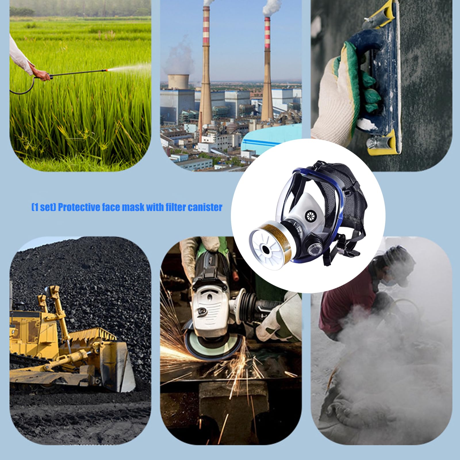Masque de ponçage avec cartouche filtrante, demi-couvre-visage réutilisable, confort en silicone, de port réglable, nettoyage de projet, entretien général, demi-couvre-visage pour adultes, de