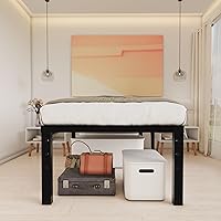 Vista 47 de Base de cama tamaño Queen de 12 pulgadas, no necesita somier, base de colchón de plataforma de metal resistente con listones de acero