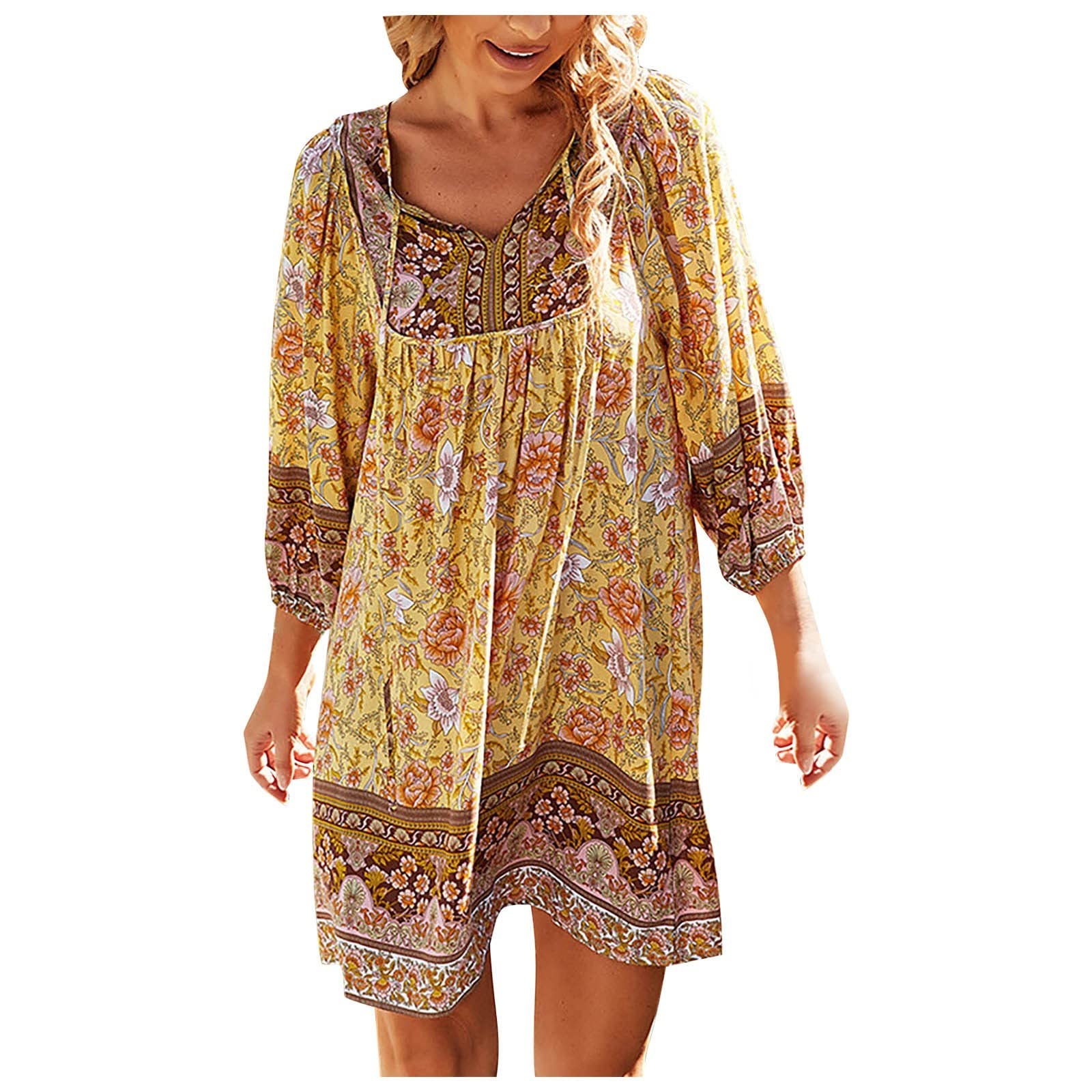 RYTEJFES Vestidos Mujer Largos 2023 Talla Grande Vestido Camisero Casual Midi Vestir Vestidos Verano Elegante Sin Mangas Vestidos Playeros Boho Chic Vestido Largo Vestido Playa Flores