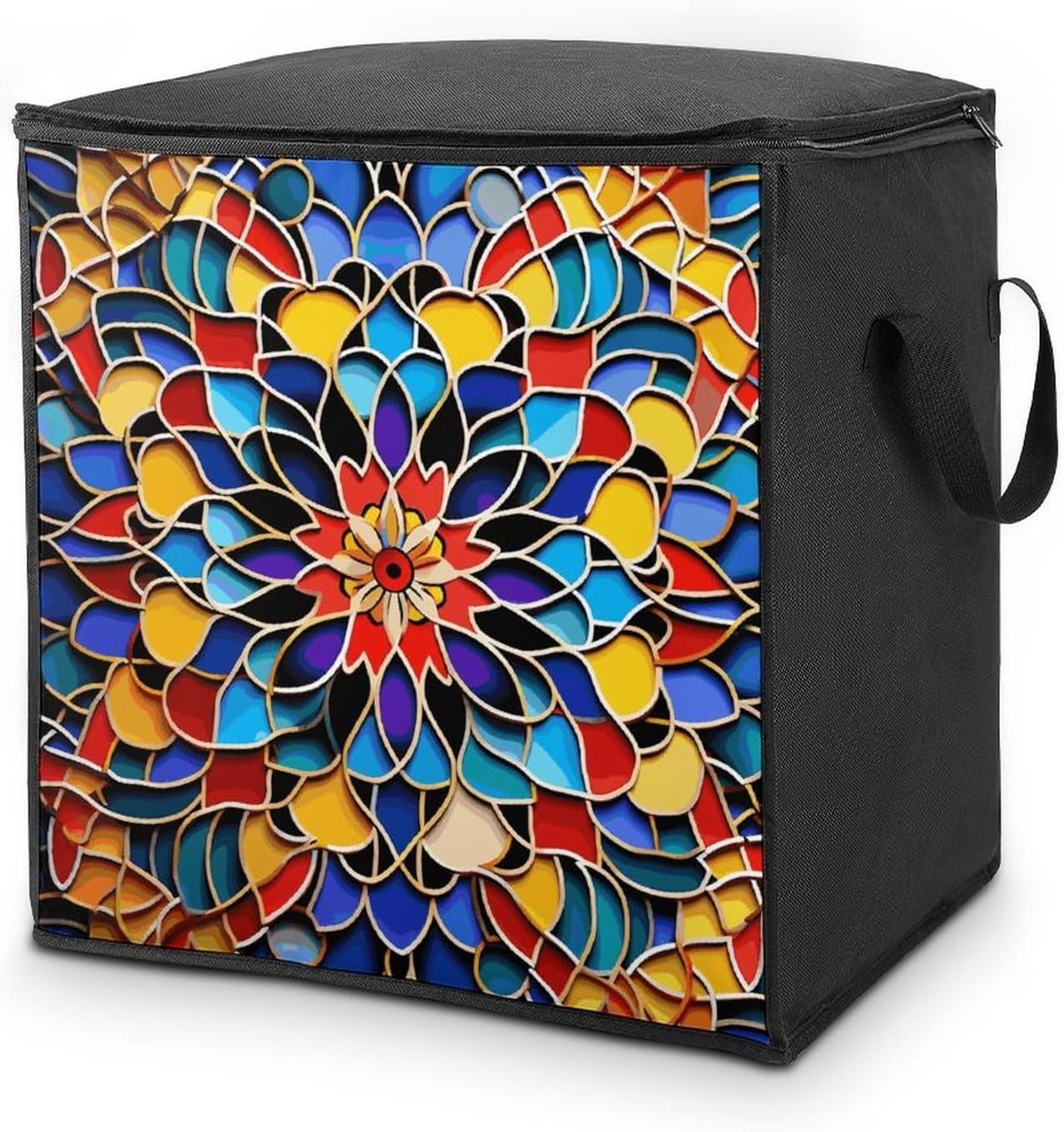 Moroccan Color Storage Bag with Zippers And Handle Extra Large Bedding Comforter Storage Bag Foldable Blanket Storage Bags Fabric Moving Bags for Closet Organizer (70L)