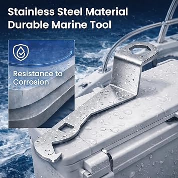 Boat Propeller & Drain Plug Wrench, Stainless Steel Marine Prop Nut Tool, Boat Prop Removal Tool for Outboard Motor Maintenance