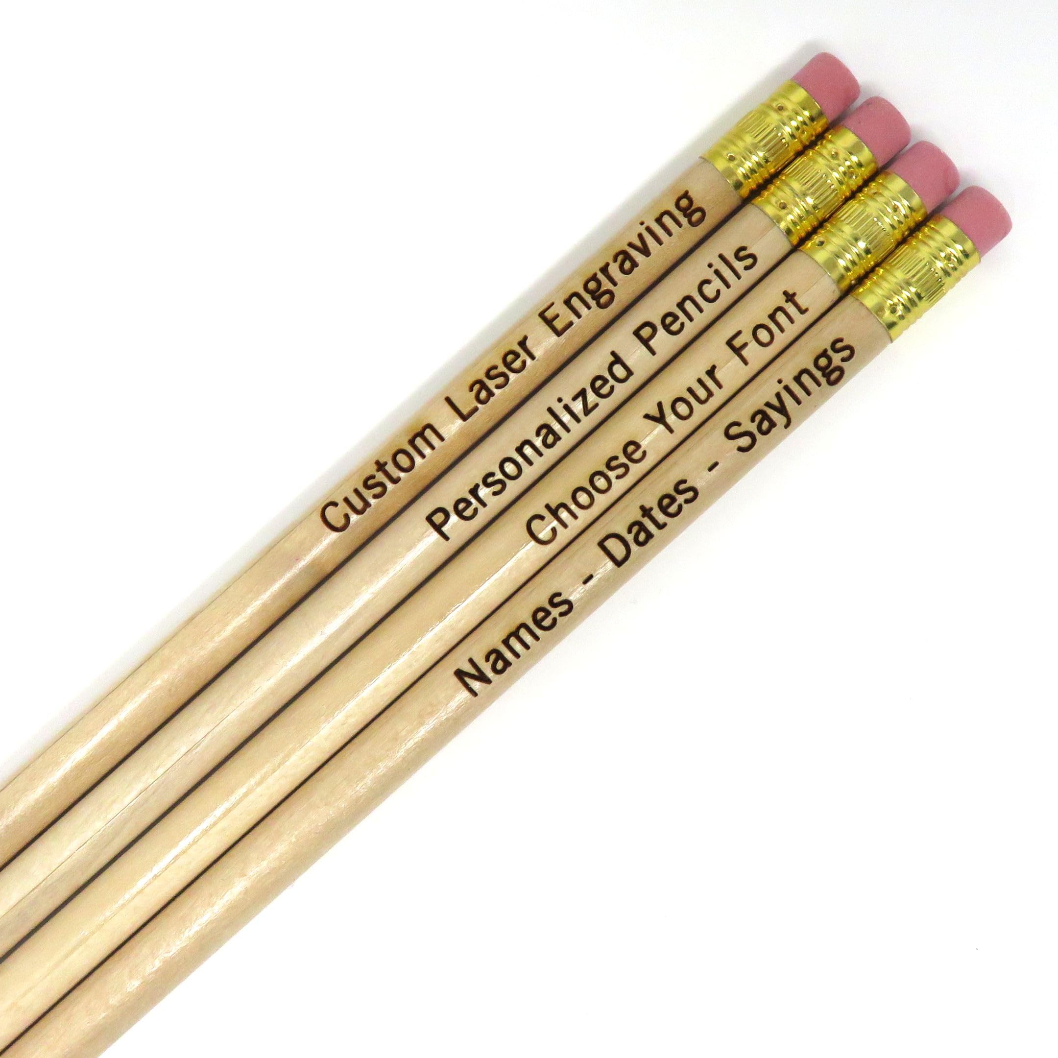 Innovative Surface Art Custom Engraved Wood Pencils - Set of 12-2HB Graphite - Personalized - Great Gift (Natural)