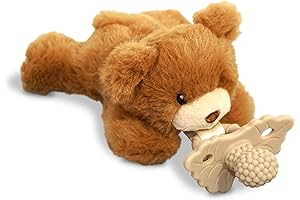 RaZbaby Bear Teether for Baby with Pacifier Holder
