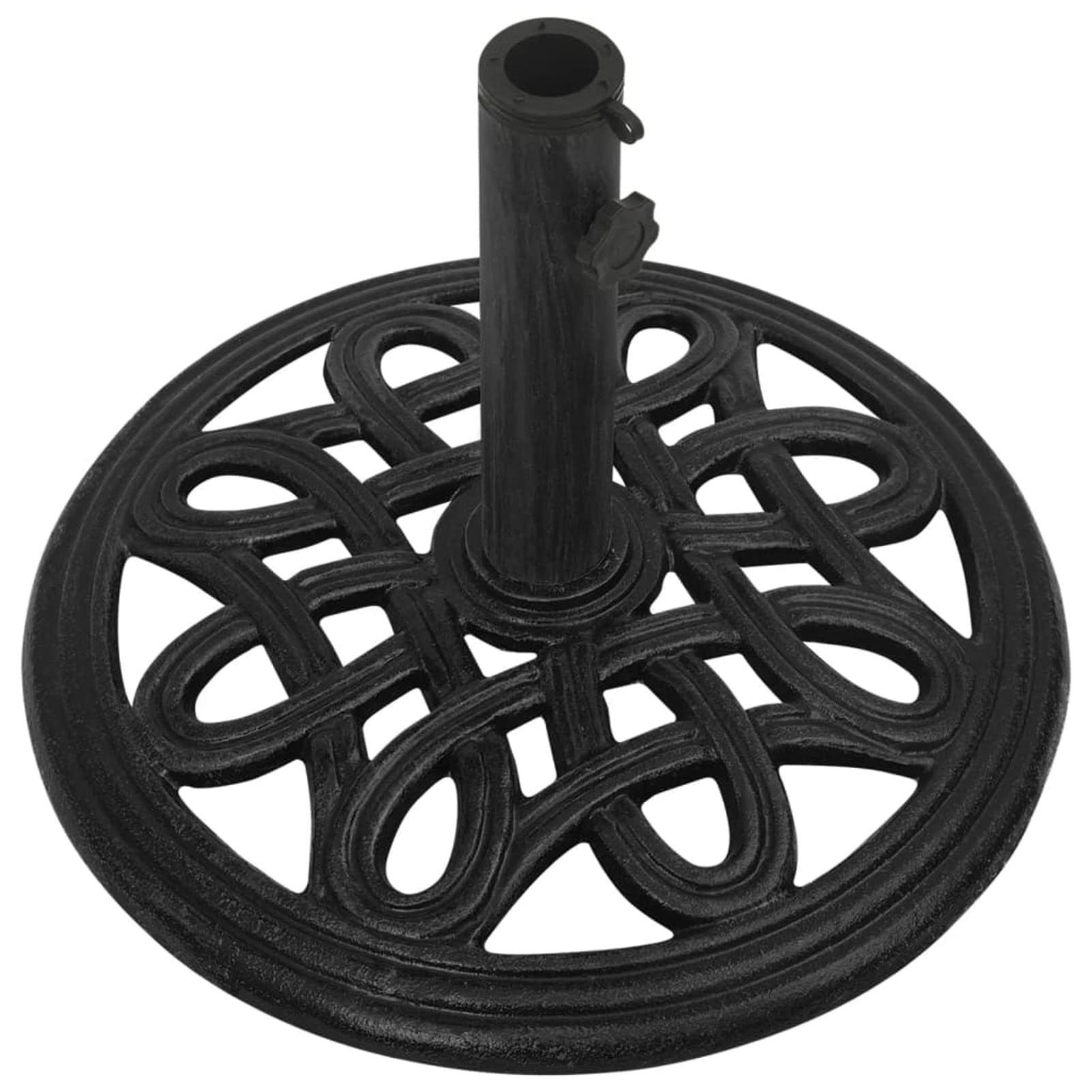 Socle de Parasol Noir 44x44x32 cm Fonte,Pied De Parasol,Pied De Parasol Lourd,Pied De Parasol sur roulettes