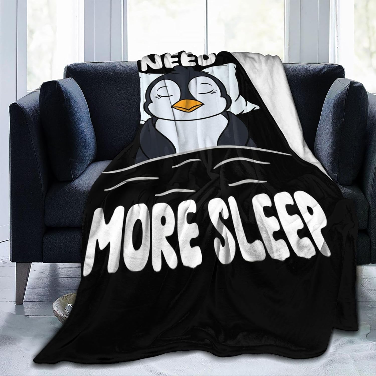 Penguin Sleep Decor Throw Blanket - Super Warm Soft Plush Lightweight Fleece Flannel Blanket for Kids Adults Women - 80"X60"
