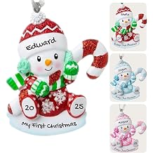 Babys First Christmas Ornament 2025 Boy - Personalized Christmas Ornaments for Kids, Custom Baby Name Ornament, Baby Shower Newborn Gift for New Parents Mom Dad Presents, Red