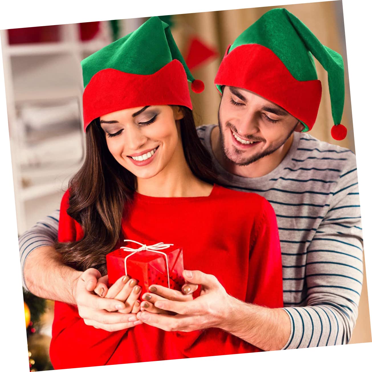 Cabilock 12 Pièces Chapeau elfique faveurs de costume de fête de couvre-chef d'elfe bonnet noel bonnet de noel deguisement adulte feutre chapeau de lutin de noël déguisement