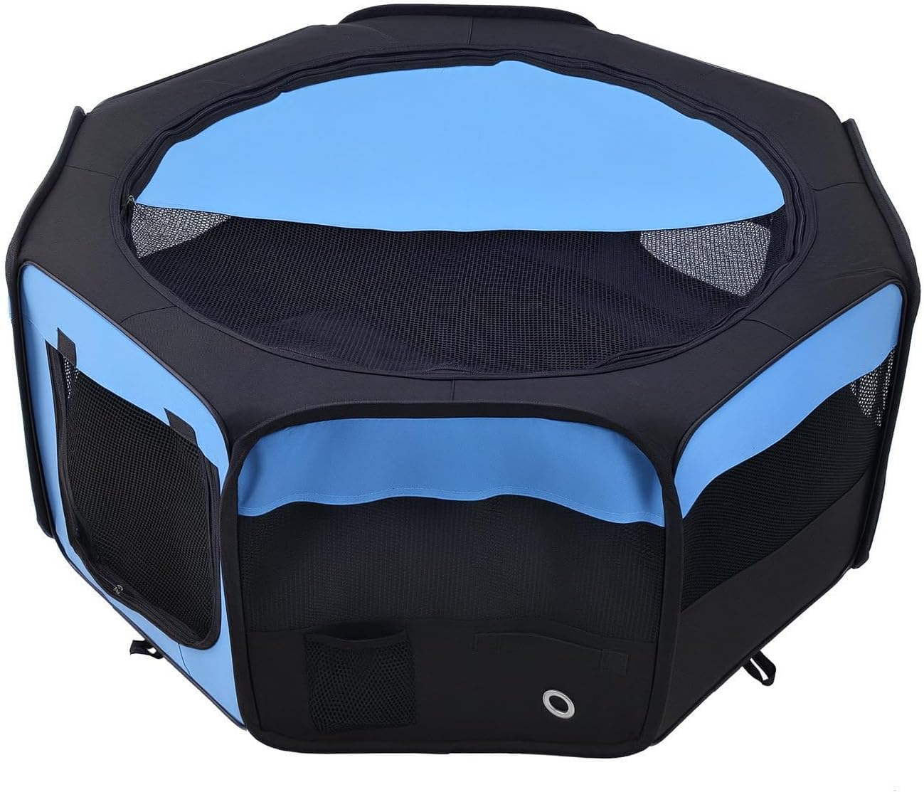 Fabric Pet Puppy Dog Cat Rabbit Pig Guinea Playpen Play Pen Run L37 x H37cm x D95cm Blue and Black
