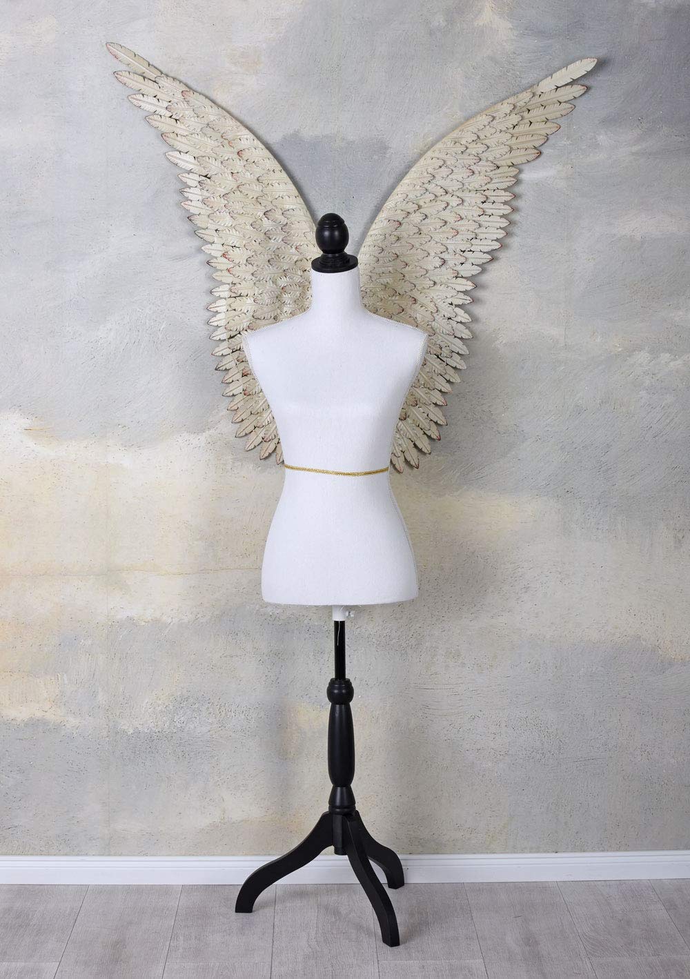 PALAZZO INT WEISS Engelsflügel Wanddeko Villa Cupidon – 2 XXL Eisen Flügel je 100 cm hoch | Wandhänger klappbar | Wandskulptur im nostalgischen Stil | Breite 102 cm | Eyecatcher für Wohnzimmer & Flur