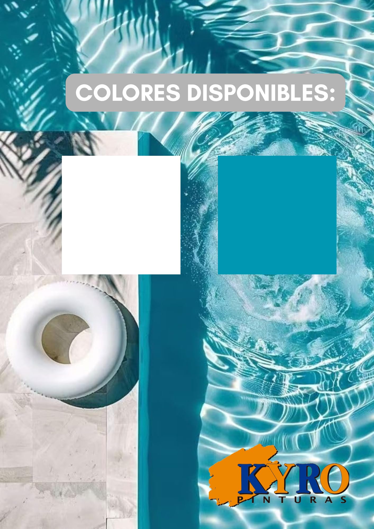 Pintura acrílica para Piscinas de gran resistencia al agua - Azul y Blanco - 14L y 4L (Blanco, 4 Litros)