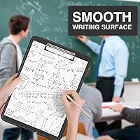 Vista 6 de Sooez - Portapapeles con almacenamiento, de plástico con clip de perfil bajo, resistente, plegable, cubierta impermeable para portapapeles