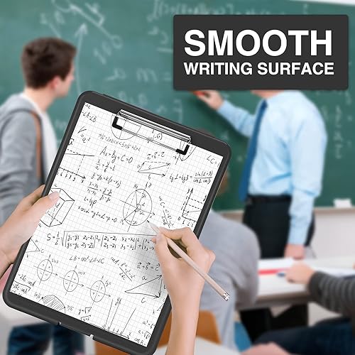 Miniatura 6 de Sooez - Portapapeles con almacenamiento, de plástico con clip de perfil bajo, resistente, plegable, cubierta impermeable para portapapeles, tamaño