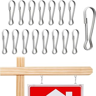 16pcs Real Estate Sign Clips, Stainless Steel Large Clips for Hanging Sign Posts, Metal Sign Holders for Hanging Sale and Open House Signs