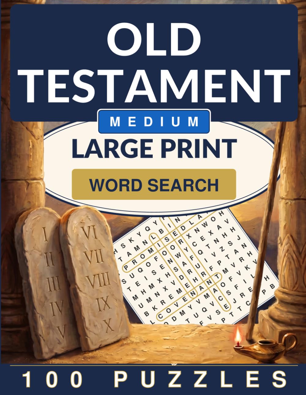 Bible Old Testament Word Search Large Print: 100 Medium Word Search Puzzles for Adults and Seniors (Crackling Fire Word Search)