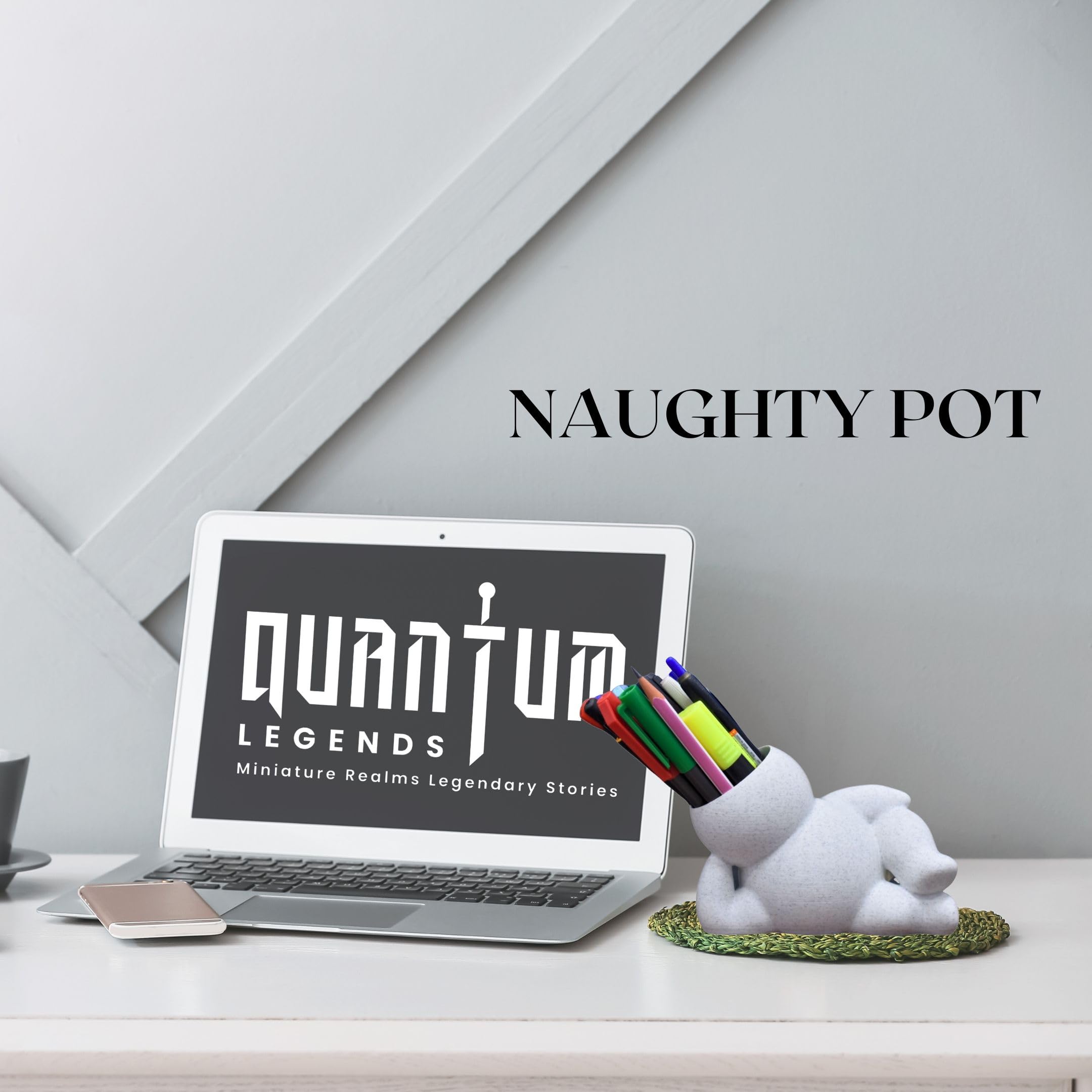 QUANTUM LEGENDS Naughty Pose Planter Pot for Indoor Plants | Quirky Desk Decoration | Unique Planter Pot in Sexy Pose | Desk Organizer for Plants or Stationery (Marble) 1