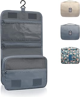شنطة ادوات الزينة المعلقة غسيل قابلة للطي مستحضرات تجميل للسفر مع مقبض حمل للرجال والنساء لون رمادي فاتح مقاس L شنط من جرانتوب