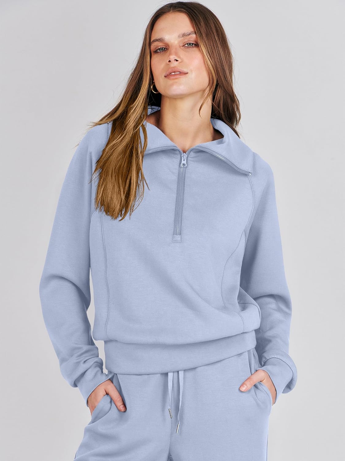 ANRABESS Women 2 Piece Outfits 2025 Fall Fashion Airport Wide Leg Pants Lounge Set Leisure Travel Vacation Clothes Sweatsuits - Image 8