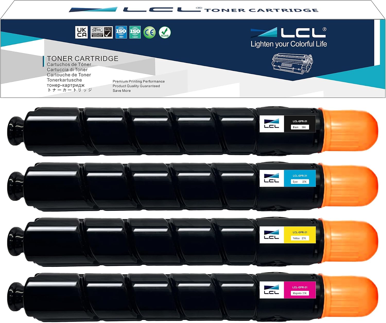 LCL Remanufactured GPR-31 2790B003AA 2802B003AA 2798B003AA 2794B003AA Toner Cartridge Replacement for for Canon ImageRUNNER C5030 C5030i C5035 C5035i C5235 C5235i C5240 C5240i C5235A C5240A (KCMY)