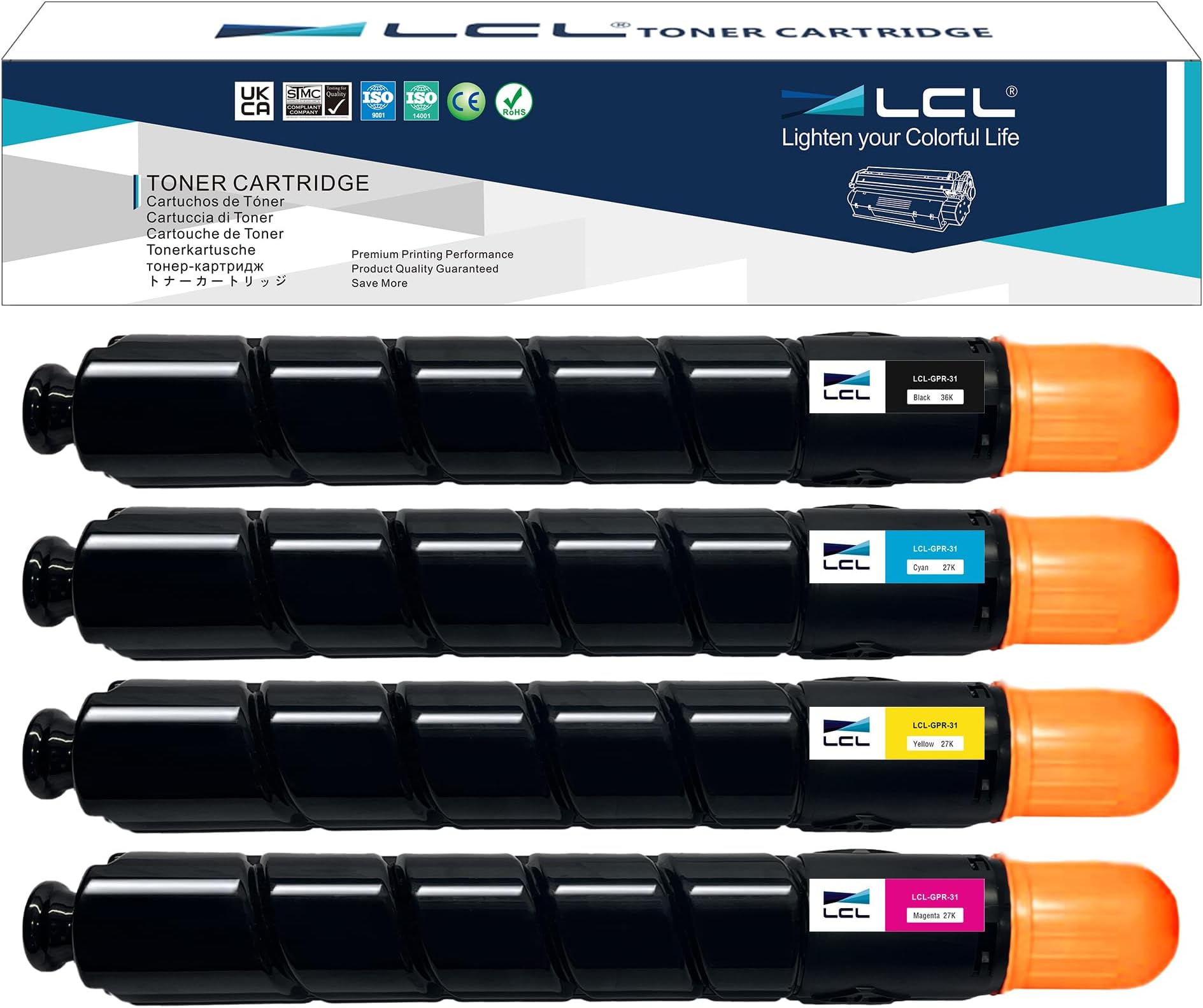 LCL Remanufactured GPR-31 2790B003AA 2802B003AA 2798B003AA 2794B003AA Toner Cartridge Replacement for for Canon ImageRUNNER C5030 C5030i C5035 C5035i C5235 C5235i C5240 C5240i C5235A C5240A (KCMY)