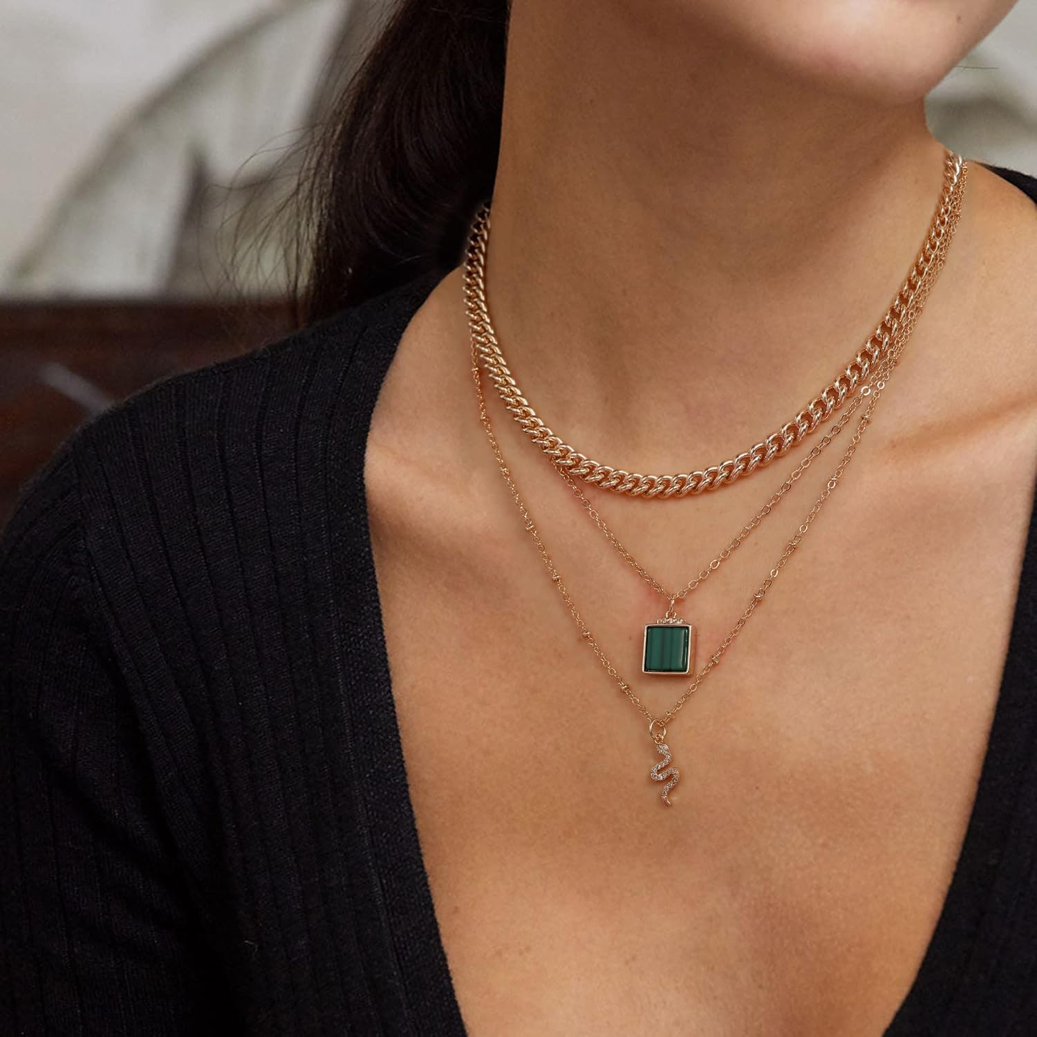 MJartoria Gold Layered Necklace for Women, 5 in 1 Chain Necklaces with Coin Pendant, Adjustable Extended Chain Alloy Materials, Trendy Retro Design