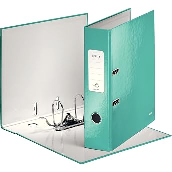 Leitz 10050051 quality folder A4 8 cm back width gray cardboard with laminated surface WOW ice blue glossy design may vary