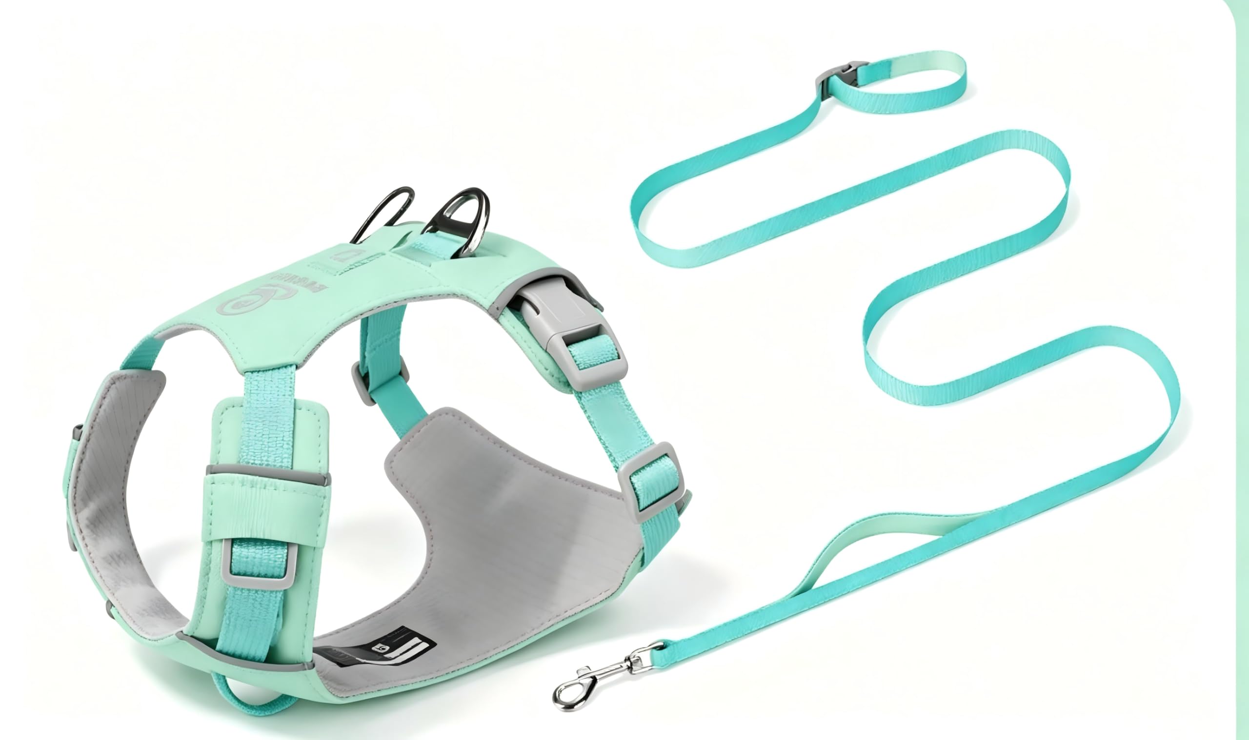 No Pull Dog Harness and Leash Set, Reflective Dog Harness, Green XS