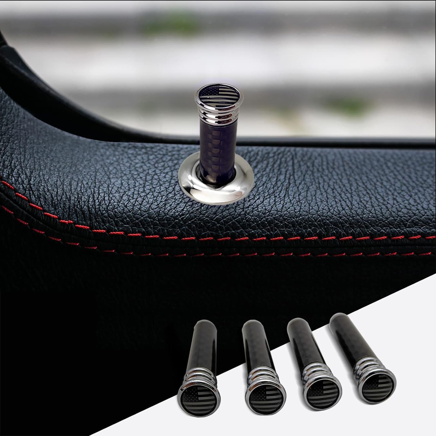 4 PCS Car Door Lock Knobs, Carbon Fiber Door Lock Pin Cover Set, Universal for SUV, Truck, Van
