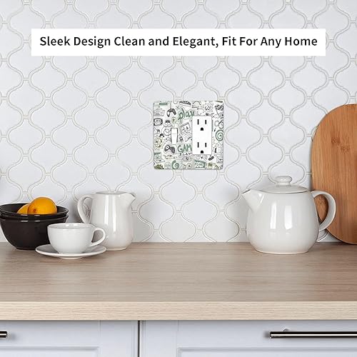 Vista 829 de Cubiertas decorativas de salida de estrella de mar playera, tablero de madera azul de concha de mar de 1 banda, decoración individual GFCI, placa