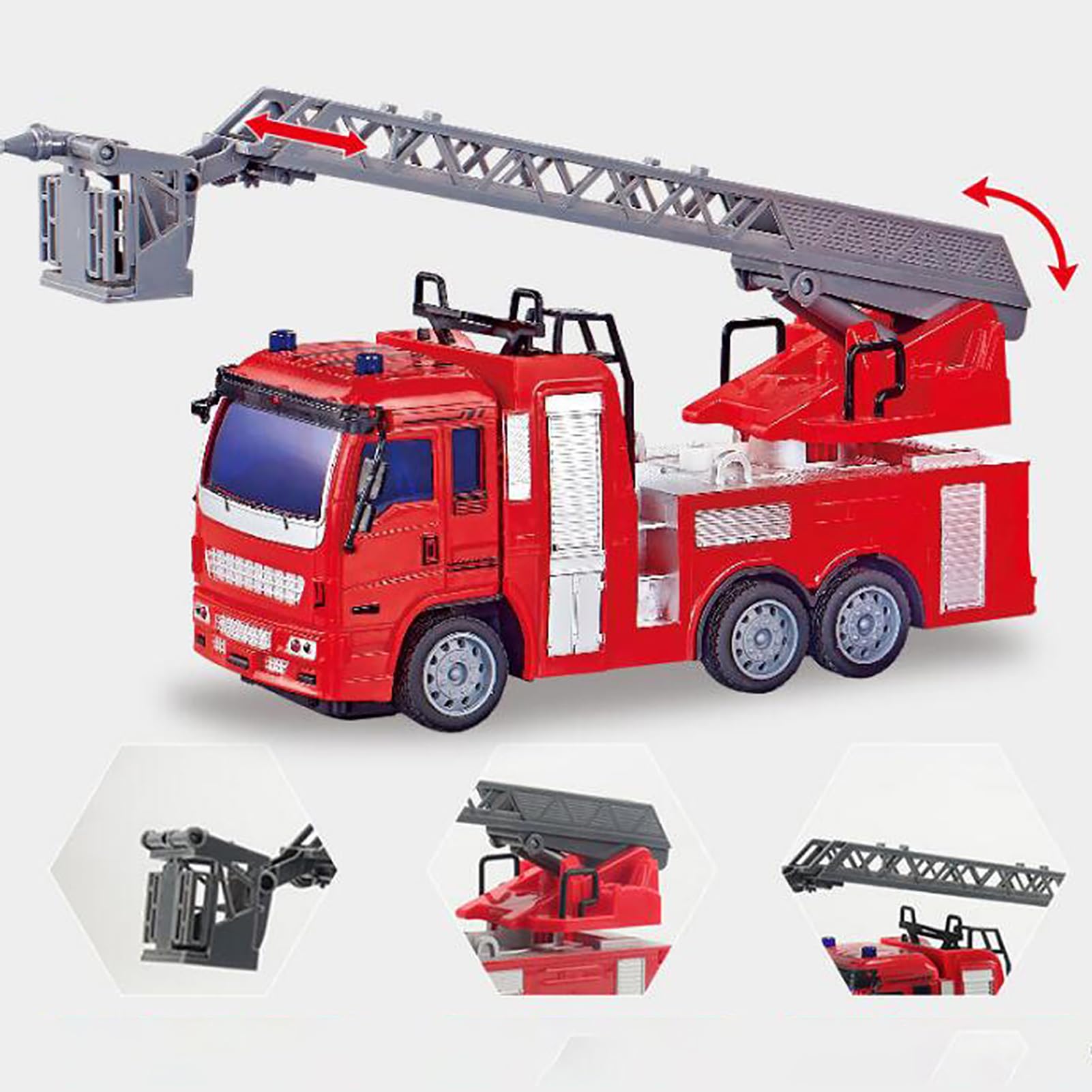 Maqulae Remote Fire Engine Toys, Firetruck with Flashing LED Lights & Real Siren Sounds, RC Toy Car, for 3 4 5 6 Years Old Boys Girls for Christmas Birthday (Remote control fire truck (cloud ladder))