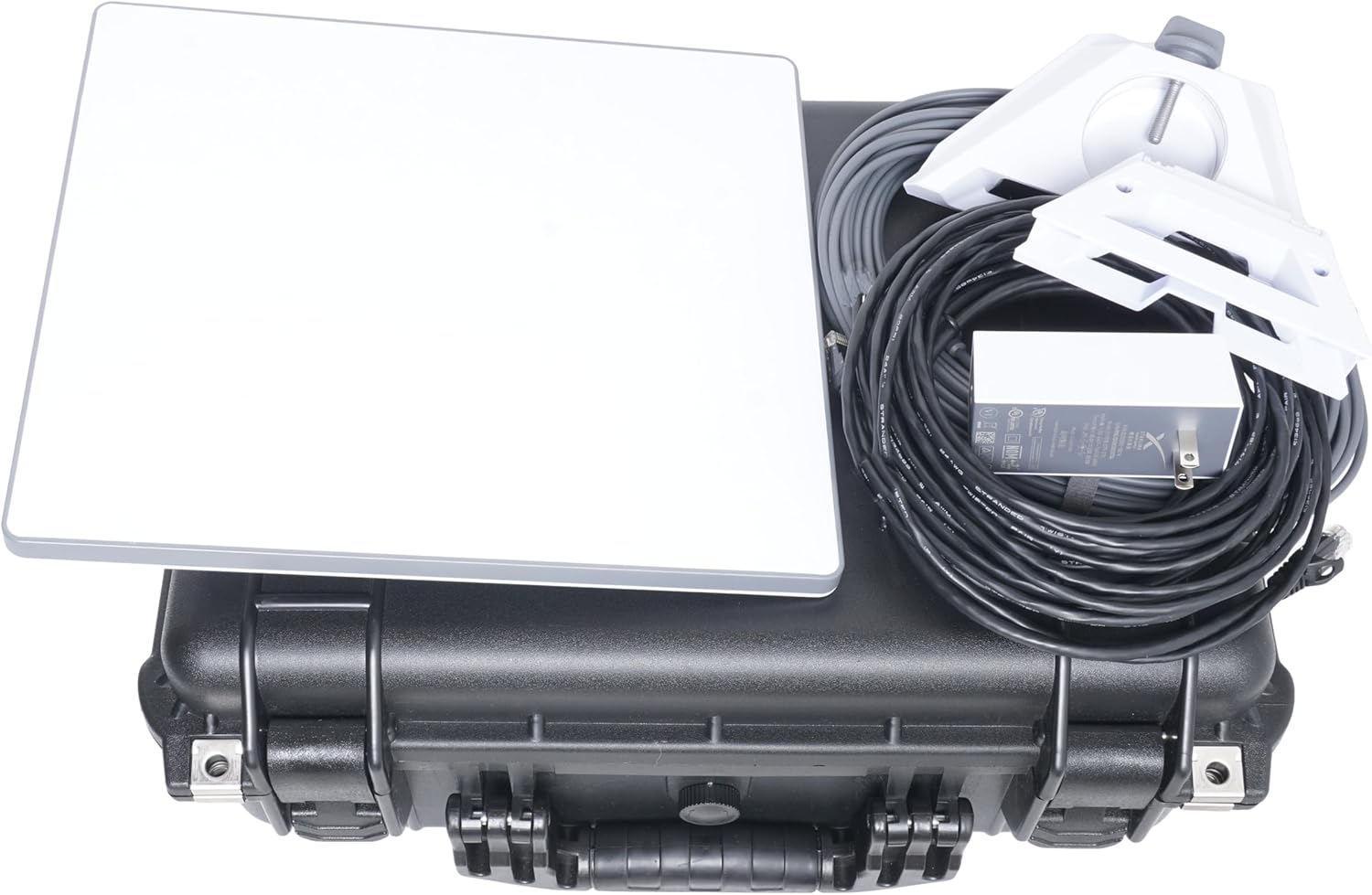 Waterproof Hard Case fits Starlink Mini Dish Kit -Precision Cut Foam For Starlink Mini, Kickstand, Pipe Adapter, Power Supply, Cables, Ethernet Cable & More in Dual Level Closed-Cell Durable Foam