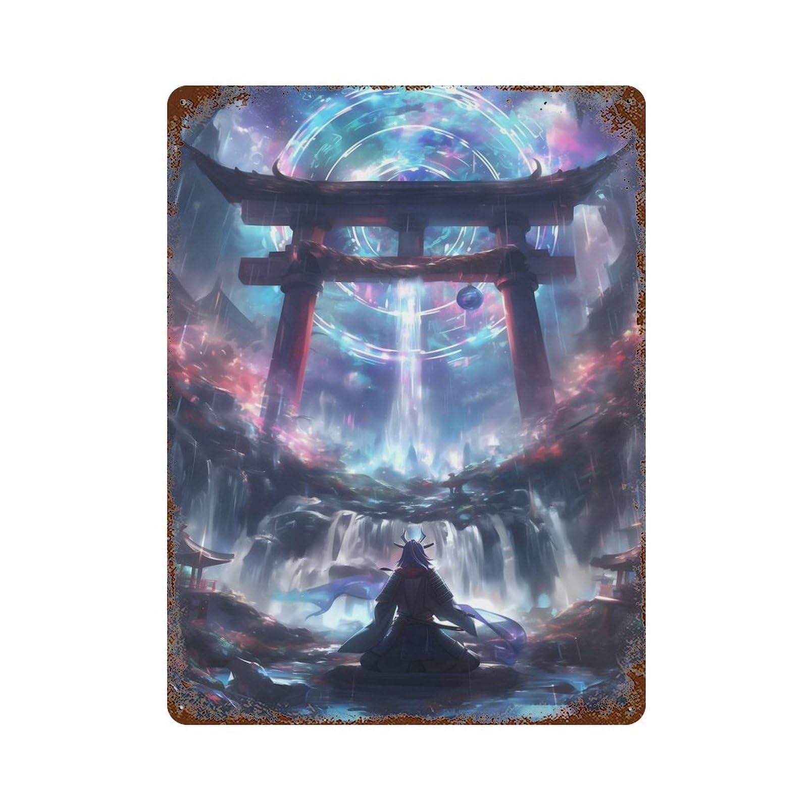 Spiritual Torii Gate Decorative Tin Sign 15.7"x11.8", for Cafe, Home Bar And Lounge Decor, Decorative Metal Wall Art