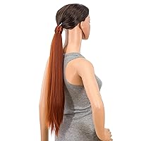 Vista 3 de SWACC - Extensiones de pelo largo, lacio y ondulado, en forma de cola de caballo, extensiones de pelo sintético con clip para mujer
