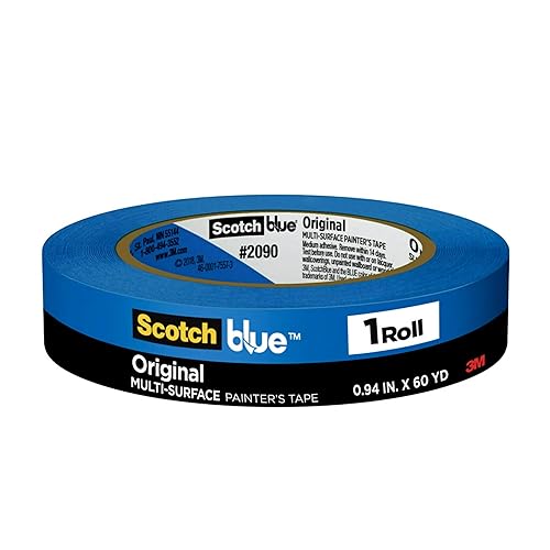 ScotchBlue Cinta de Pintores Original Multisuperficie, 1 pulgada de ancho (0.94 pulgadas x 60 yardas), 1 rollo, cinta de pintura azul que protege