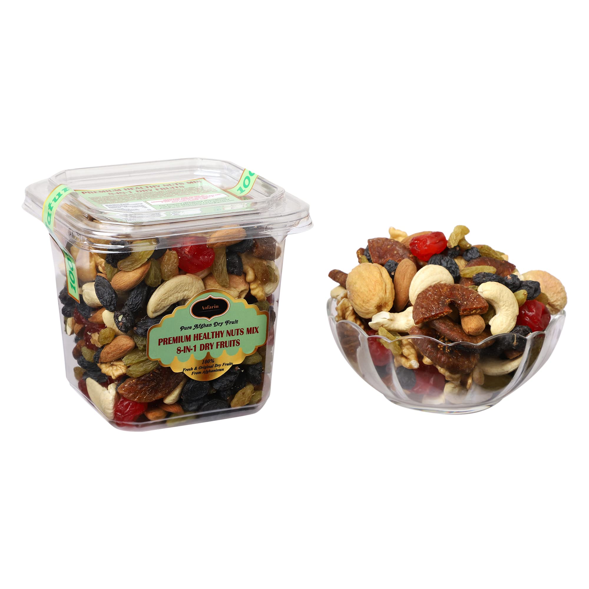 AAFARIN PREMIUM HEALTHY NUTS MIX|8-IN-1 DRY FRUITS|(AKHROT GIRI|KHUBANI|ANJEER|KAJU|MAMRA ALMOND|CHERRY|BLACK RAISIN|GREEN RAISIN)|High Antioxidants|Dietary Fiber- 1000 GRM 2