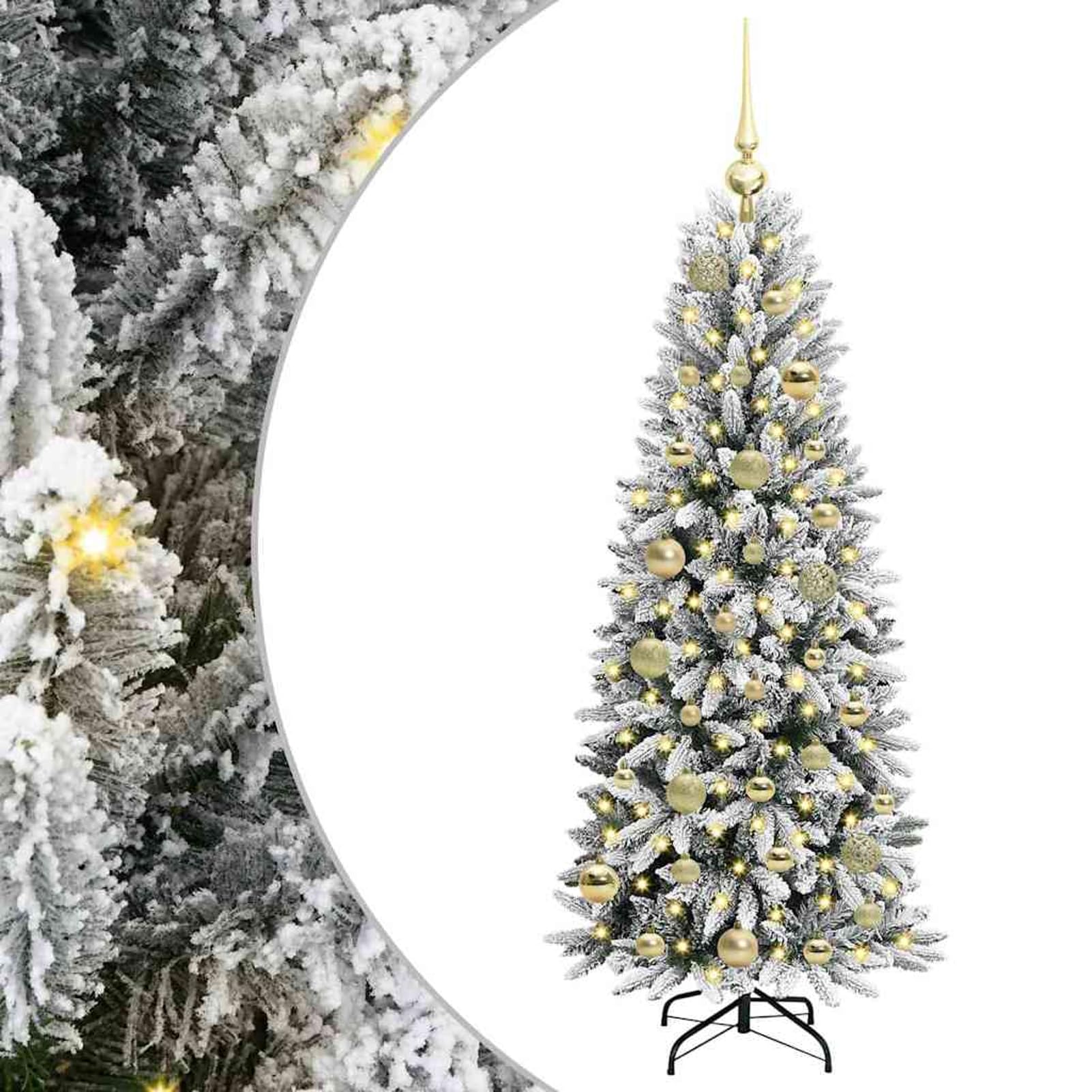 Gecheer Albero di Natale artificiale bianco, design funzionale con luci LED, 53 x 53 x 120 cm, PVC alta qualità, sempreverde, per decorazioni festive e atmosfera accogliente