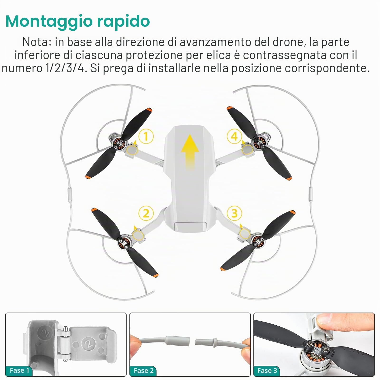 Mini 4K Protezione per eliche DJI Mini 4K Drone, accessorio di sicurezza compatibile con DJI Mini 4K/ Mini 2 SE/Mavic Mini 2/Mini SE eliche protettore Drone accessori (versione aggiornata)