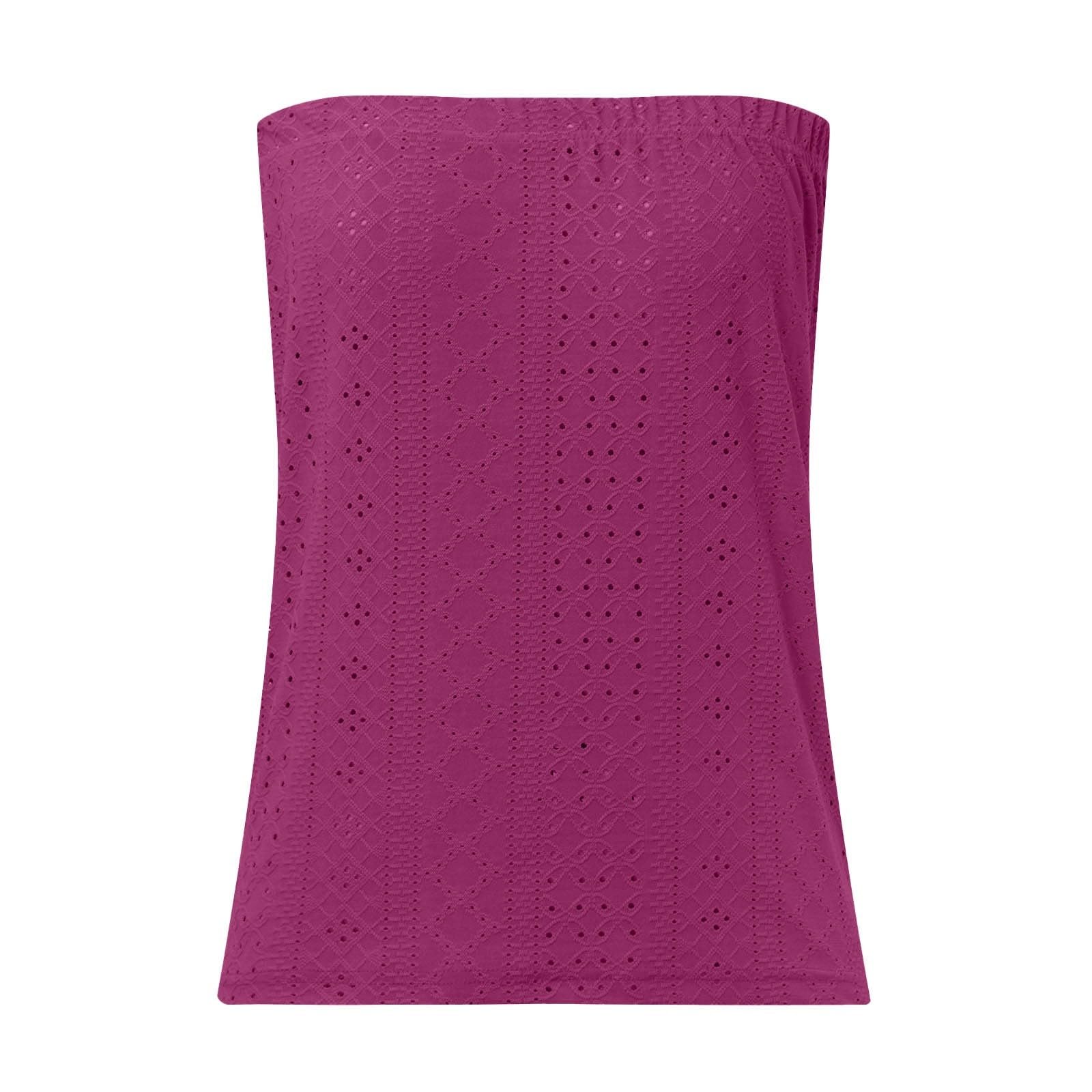 Sommer Tube Tops Damen Sexy Bandeau Top Ärmellos Schulterfrei Oberteile Trägerloses Rückenfrei Boho Tanktop Leicht Luftig Bluse Shirt Casual Locker Weste Unterhemd Strand Urlaub Sommertop Große Größen