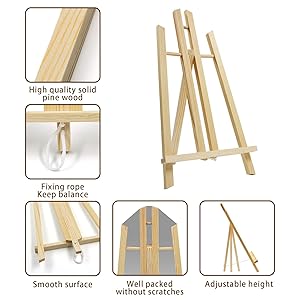 JOY SPOT! 6 Pack 16" Tabletop Easel, Portable A-Frame Tripod Wood Easel for Painting Party, Canvas, Display Stand for Kids Students Beginners