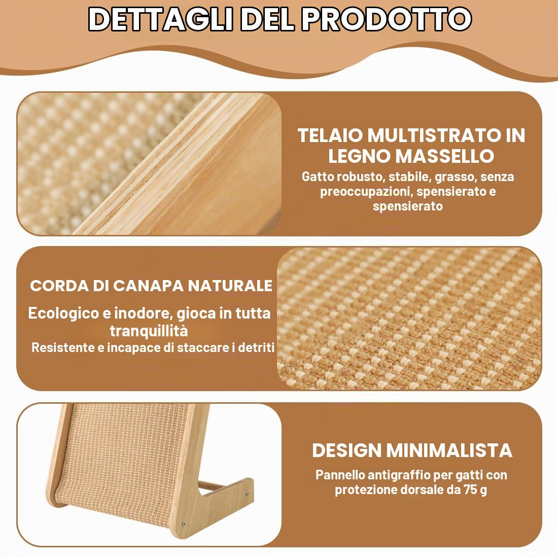 Tiragraffi per Gatti Doppio Uso 72cm | Graffio a L in Sisal Resistente, Tiragraffi da Parete e Angolo con Erba Gatta Integrata