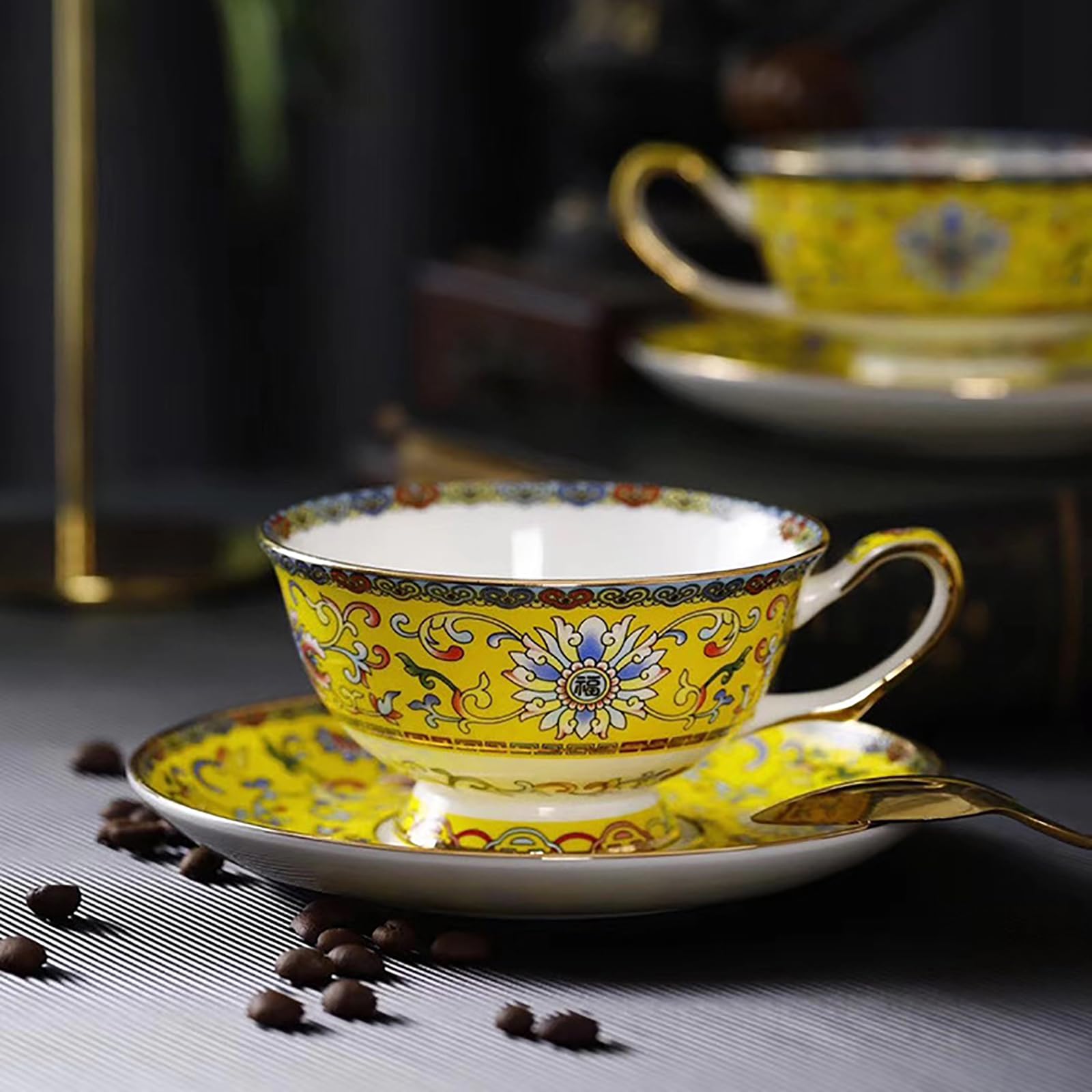 Amazon.com | bone china tea set enamel colored tea cups chinese