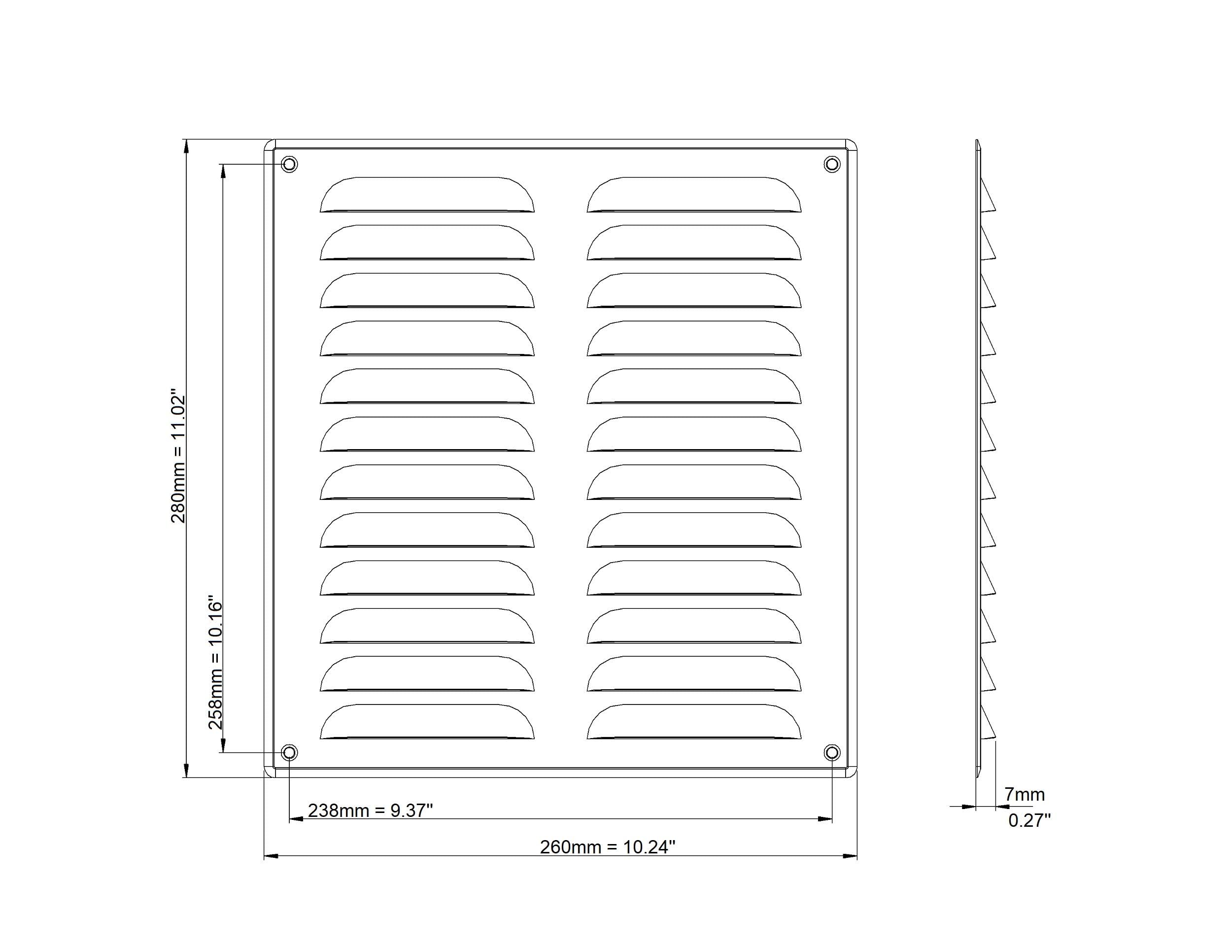 Griglia Ventilazione Metallica 260x280 Mm - Bianco, Con Zanzariera, Per Pareti E Soffitti - Foto 4