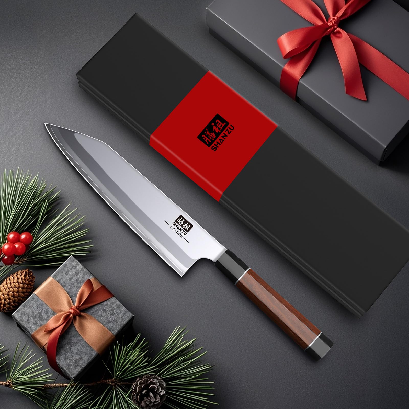 SHAN ZU 8 Inch Japanese Chef Knife, 9 Layers 10Cr15MoV High Carbon Steel — Amazon image 7