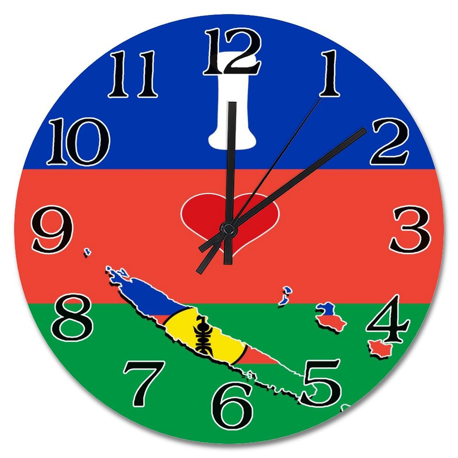 Horloge murale Nouvelle-Calédonie en bois pour salon et chambre