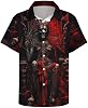 Camisa de Hombre con Botones y Calavera, Gráfica Casual Hawaiana para Playa 1