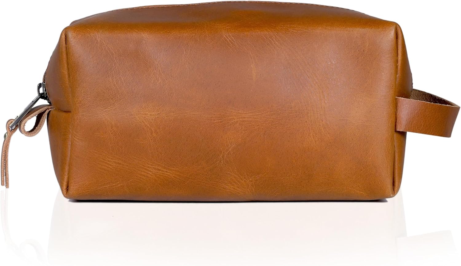 cuero Buffalo Leather Dopp Kit for Men and Women, Travel Toiletry Bag, Shaving and Cosmetic Organizer with Zipper Closure, Tan
