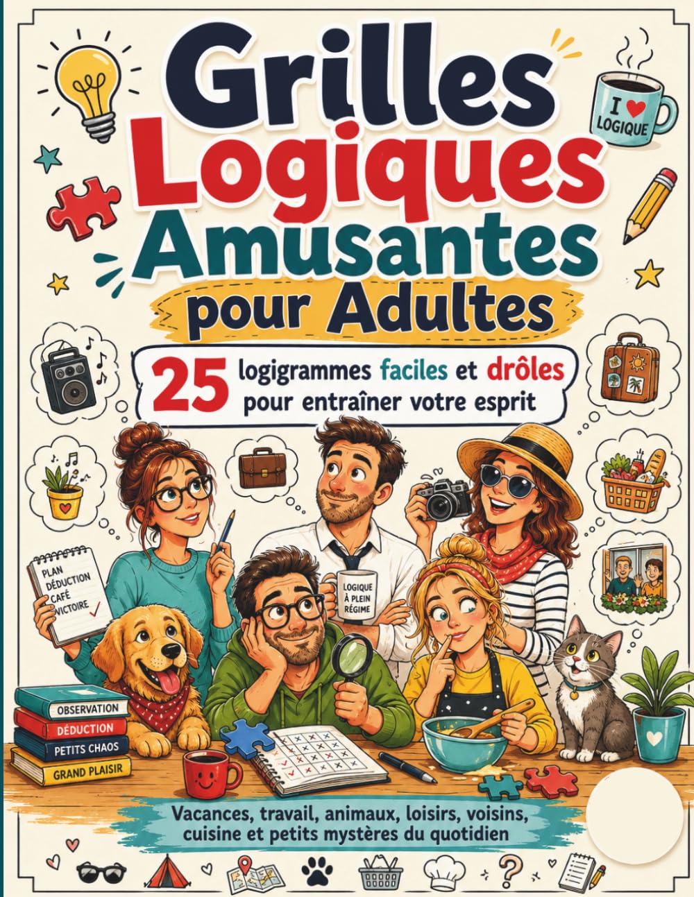 Grilles Logiques Amusantes pour Adultes: 25 logigrammes faciles et drôles pour entraîner votre esprit