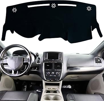 Dash Mat Cover Custom Interior Center Console Compatible with Dodge Grand Caravan 2011-2020 Fit for Chrysler Town and Country 2011-2016 Dashboard mat Covers Accessories Black Trim