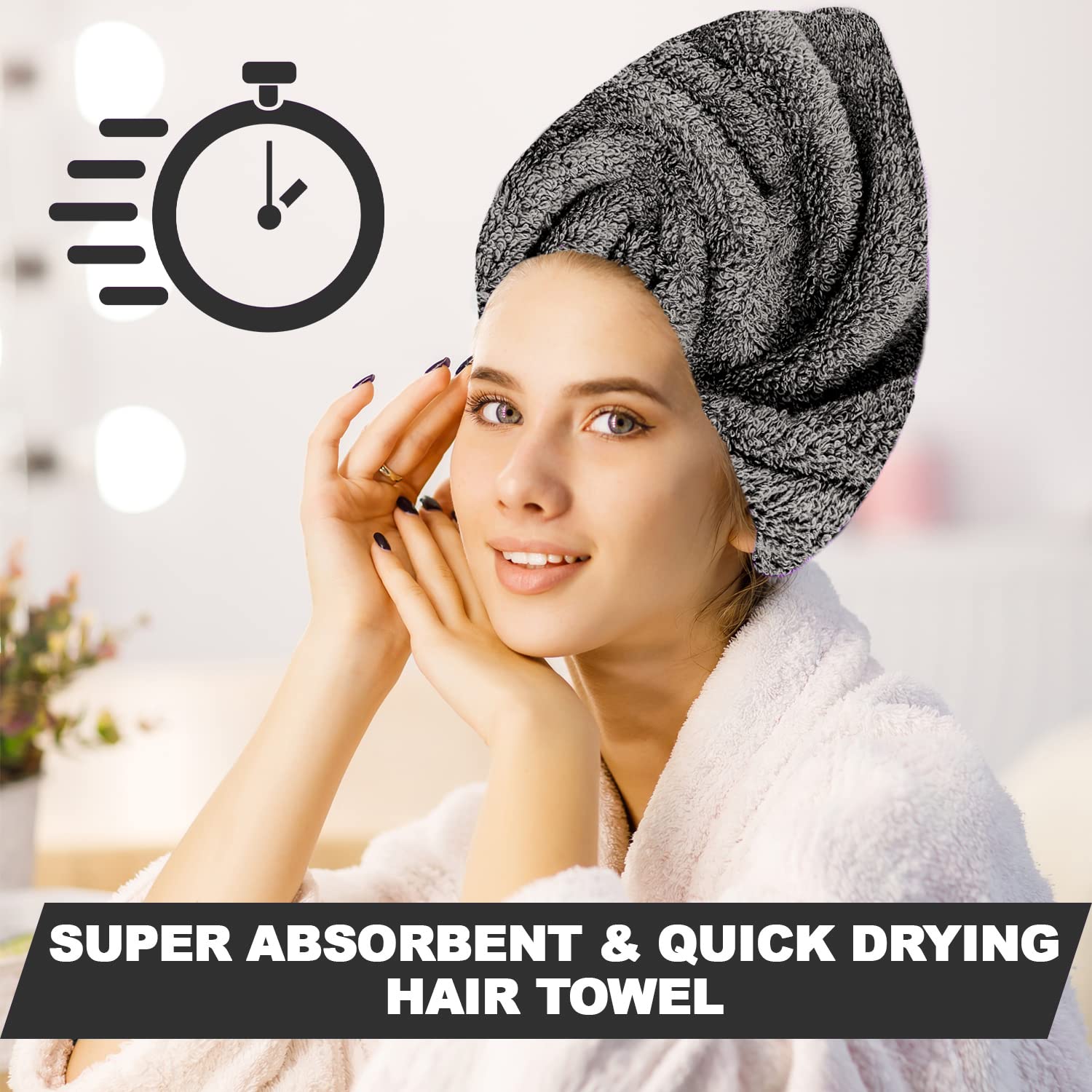 Towelogy® Quick Dry Large Bath Towels Set Egyptian Cotton Ring Spun Premium Hotel Quality Super Absorbent Bathroom Towel 70x125cm (Grey Charcoal - Image 4
