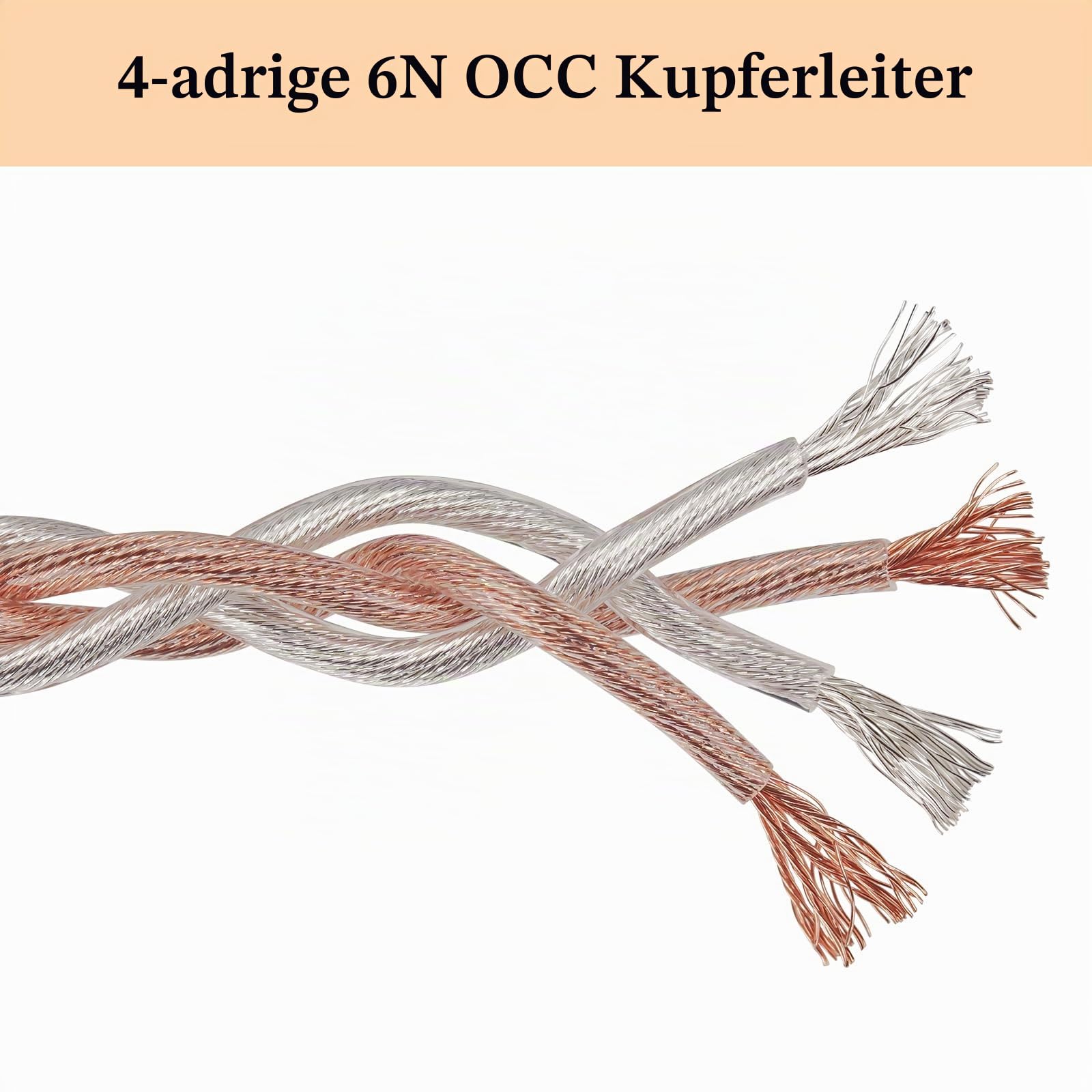 GEEKRIA Apollo Kupfer-Silber-Geflecht-Upgrade-Audiokabel, kompatibel mit HIFIMAN SUSVARA UNVEILED SUNDARA Ananda Arya HE4XX, 3,5 mm auf Dual 3,5 mm Stecker, Ersatz-Kopfhörerkabel (8,2ft / 2,5 m)