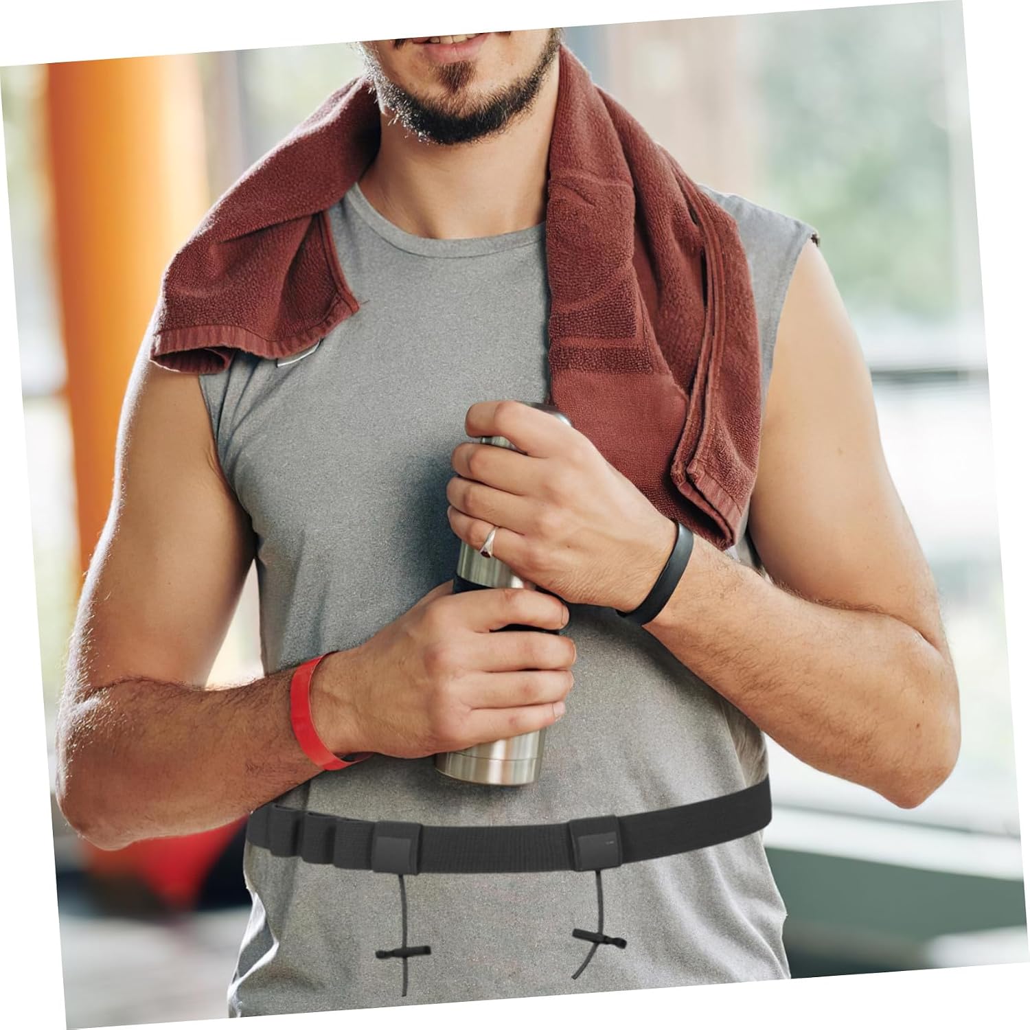 UPKOCH 2pcs Race Bib Holder Belt for Marathon and Trail Running, Lightweight Nylon with 6 Loops and Two Reflective Squares for Enhanced Visibility, Adjustable Elastic Cycling and Race